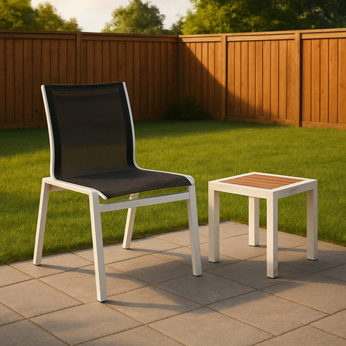 Nizuc Mesh Water Resistant Fabric Outdoor Patio Dining Chair (368-C) in Black