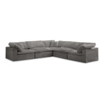Cozy 119" Velvet Upholstered Overstuffed Fiber Filled Comfort 5pc. Modular Sectional in Grey