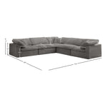 Cozy 119" Velvet Upholstered Overstuffed Fiber Filled Comfort 5pc. Modular Sectional in Grey