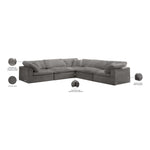Cozy 119" Velvet Upholstered Overstuffed Fiber Filled Comfort 5pc. Modular Sectional in Grey