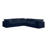 Cozy 119" Velvet Upholstered Overstuffed Fiber Filled Comfort 5pc. Modular Sectional in Navy