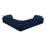 Cozy 119" Velvet Upholstered Overstuffed Fiber Filled Comfort 5pc. Modular Sectional in Navy