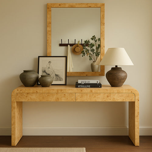Cresthill Burl Wood Frame Mirror in Natural