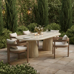 Newport Water Resistant Fabric Upholstered Outdoor Patio Dining Chair in Cream