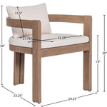 Newport Water Resistant Fabric Upholstered Outdoor Patio Dining Chair in Cream
