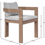 Newport Water Resistant Fabric Upholstered Outdoor Patio Dining Chair in Grey