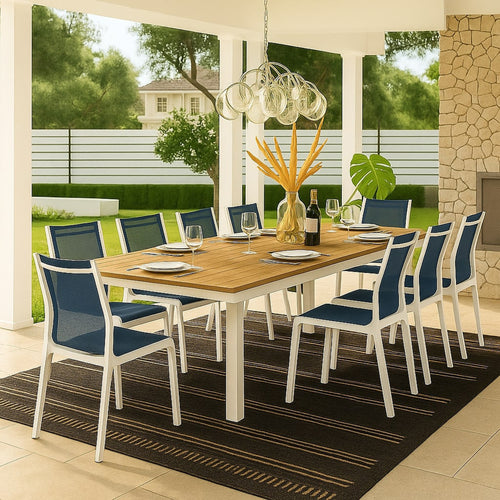 Nizuc 77" / 100.5" Aluminum Outdoor Patio Extendable Dining Table in Brown