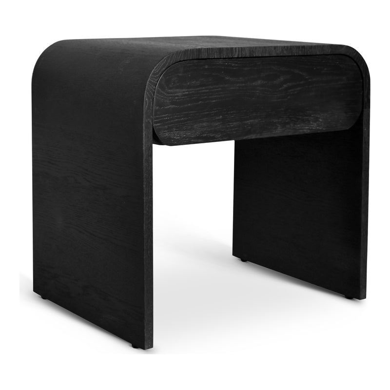 Cresthill Oak Wood Nightstand in Black
