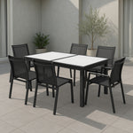 Nizuc 77" / 100.5" Aluminum Outdoor Patio Extendable Dining Table in White