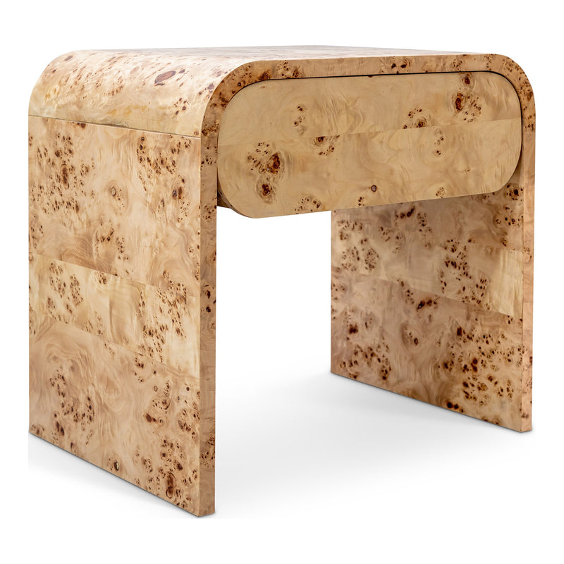 Cresthill Burl Wood Nightstand in Natural