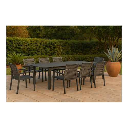 Maldives 95.5" / 119" Aluminum Outdoor Patio Dining Table in Grey