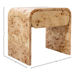 Cresthill Burl Wood Nightstand in Natural