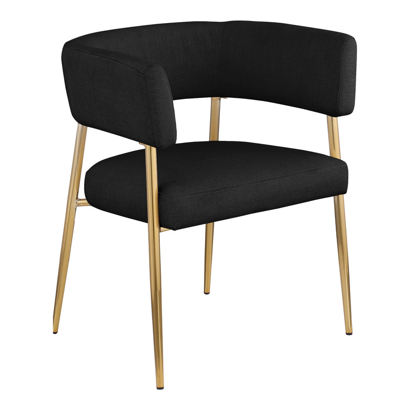 Creston Linen Textured Fabric Upholstered Dining Chair in Black