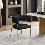 Creston Linen Textured Fabric Upholstered Dining Chair in Black