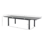 Maldives 95.5" / 119" Aluminum Outdoor Patio Dining Table in Grey