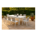 Maldives 95.5" / 119" Aluminum Outdoor Patio Dining Table in White