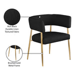 Creston Linen Textured Fabric Upholstered Dining Chair in Black