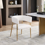 Creston Linen Textured Fabric Upholstered Dining Chair in Cream