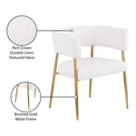 Creston Linen Textured Fabric Upholstered Dining Chair in Cream