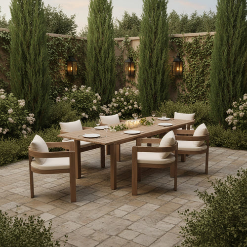 Newport 86.75" / 108" Acacia Wood Outdoor Patio Dining Table in Natural