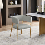 Creston Linen Textured Fabric Upholstered Dining Chair in Grey