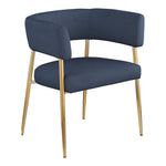 Creston Linen Textured Fabric Upholstered Dining Chair in Navy