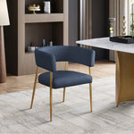 Creston Linen Textured Fabric Upholstered Dining Chair in Navy