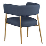 Creston Linen Textured Fabric Upholstered Dining Chair in Navy