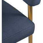 Creston Linen Textured Fabric Upholstered Dining Chair in Navy