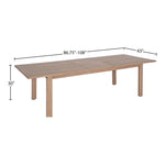 Newport 86.75" / 108" Acacia Wood Outdoor Patio Dining Table in Natural