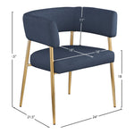 Creston Linen Textured Fabric Upholstered Dining Chair in Navy