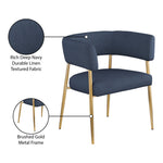 Creston Linen Textured Fabric Upholstered Dining Chair in Navy