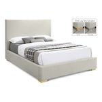 Crosby Linen Textured Fabric Upholstered King Bed in Beige
