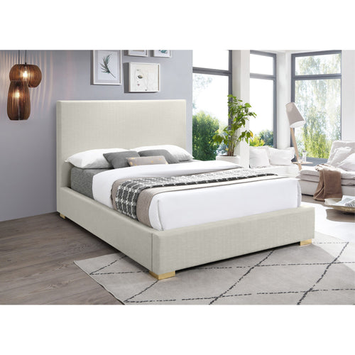 Crosby Linen Textured Fabric Upholstered King Bed in Beige