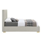 Crosby Linen Textured Fabric Upholstered King Bed in Beige