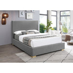 Crosby Linen Textured Fabric Upholstered King Bed in Grey