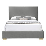 Crosby Linen Textured Fabric Upholstered King Bed in Grey
