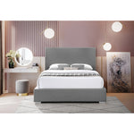 Crosby Linen Textured Fabric Upholstered King Bed in Grey