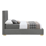 Crosby Linen Textured Fabric Upholstered King Bed in Grey