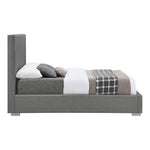 Crosby Linen Textured Fabric Upholstered King Bed in Grey