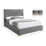 Crosby Linen Textured Fabric Upholstered King Bed in Grey