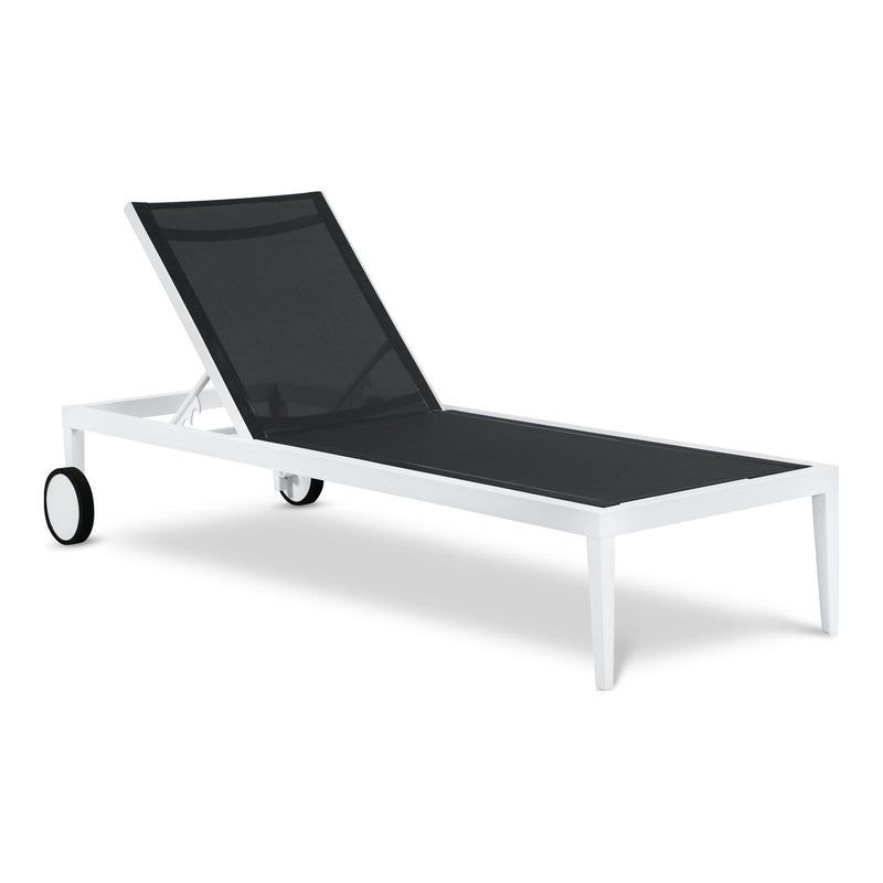 Nizuc Adjustable Mesh Water Resistant Fabric Outdoor Patio Adjustable Sun Chaise Lounge (373-) in Black
