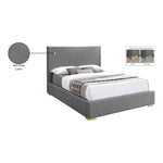 Crosby Linen Textured Fabric Upholstered King Bed in Grey