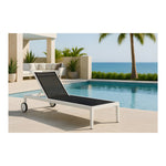 Nizuc Adjustable Mesh Water Resistant Fabric Outdoor Patio Adjustable Sun Chaise Lounge (373-) in Black