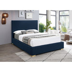Crosby Linen Textured Fabric Upholstered King Bed in Navy