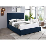 Crosby Linen Textured Fabric Upholstered King Bed in Navy