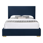 Crosby Linen Textured Fabric Upholstered King Bed in Navy