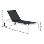 Nizuc Adjustable Mesh Water Resistant Fabric Outdoor Patio Adjustable Sun Chaise Lounge (373-) in Black