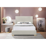 Crosby Linen Textured Fabric Upholstered Queen Bed in Beige