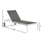 Nizuc Adjustable Mesh Water Resistant Fabric Outdoor Patio Adjustable Sun Chaise Lounge (373-) in Grey